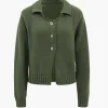 Knitted Metallic Button Long-Sleeve Top>MICAS Clearance
