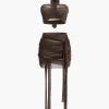 Knot Tie Halter Mesh Tank Top And Mini Skirt Set>MICAS Online