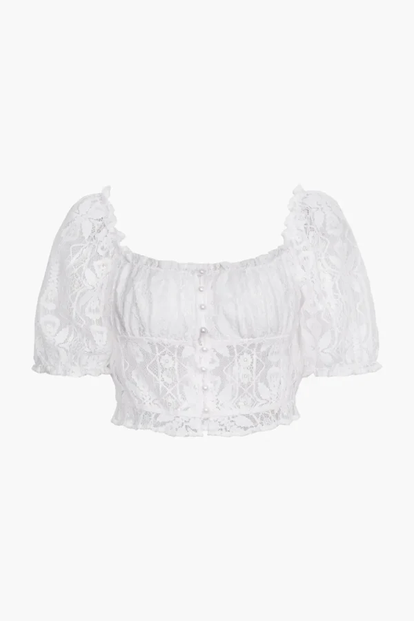 Lace Square Neck Buttons Down Shirt>MICAS New