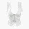 Lace Trim Tie Front Tank Top>MICAS Best