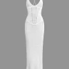 Lace Up Backless V-Neck Hollow Out Knit Dress>MICAS Best