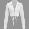 Lace-Up Tie-Up Long-Sleeve Shirt>MICAS Hot