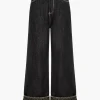 Leopard Print Denim Patchwork Straight Leg Jeans>MICAS Discount