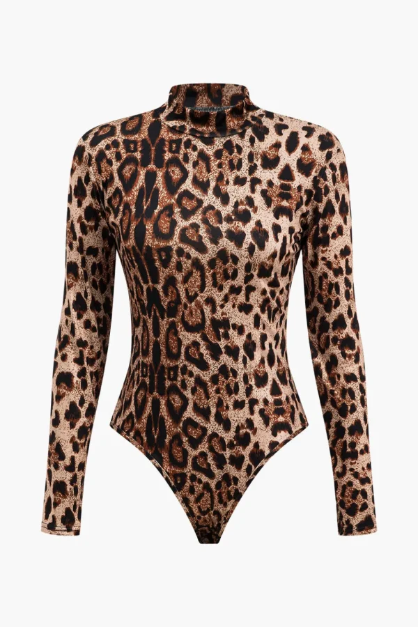 Leopard Print Long Sleeve Bodysuit>MICAS New