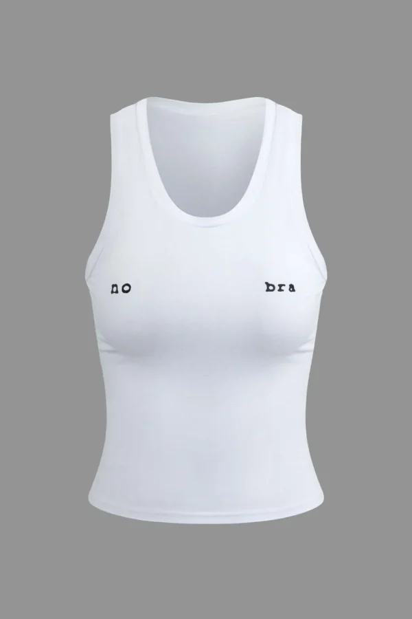 Letter Print Round Neck Tank Top>MICAS Sale