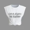 Letter Print Sleeveless T-shirt>MICAS Discount