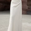 Linen Ruched Mermaid Maxi Skirt>MICAS New