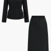 Long Sleeve Pocket Top And Skirt Set>MICAS Best