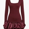 Long-Sleeve Puff Hem Mini Dress>MICAS Hot