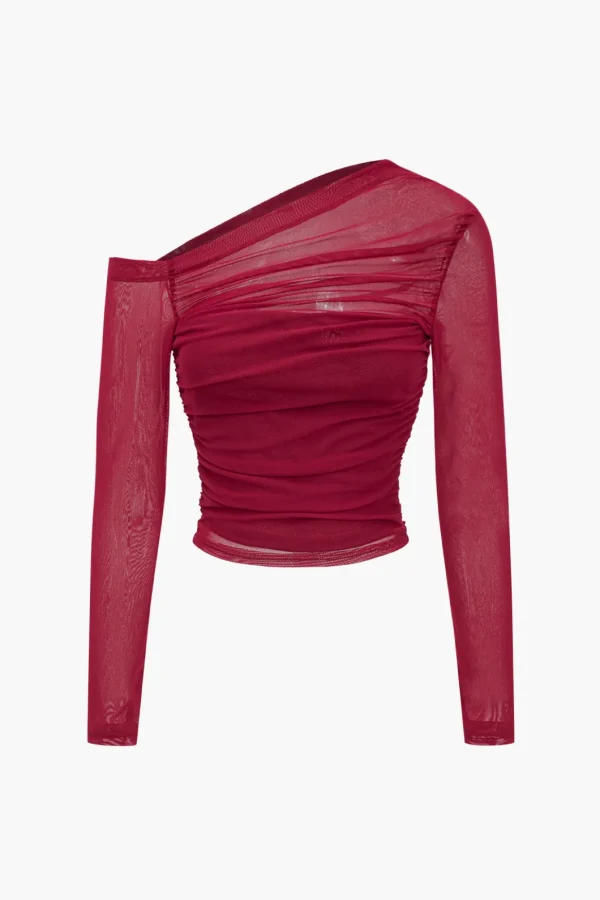 Mesh Asymmetrical Long-Sleeve Top>MICAS Clearance