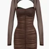 Mesh Backless Long Sleeve Mini Dress>MICAS Sale