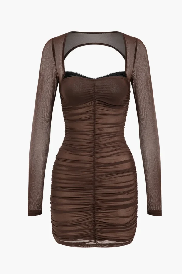 Mesh Backless Long Sleeve Mini Dress>MICAS Sale