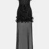 Mesh Patchwork Off Shoulder Strapless Sleeveless Mini Dress>MICAS Sale