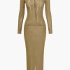 Mesh Sheer Rhinestone Maxi Dress>MICAS Fashion