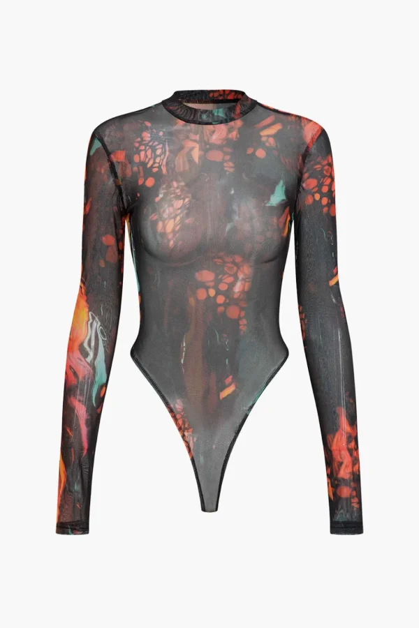 Mesh Tie Dye Print Long Sleeve Bodysuit>MICAS Discount