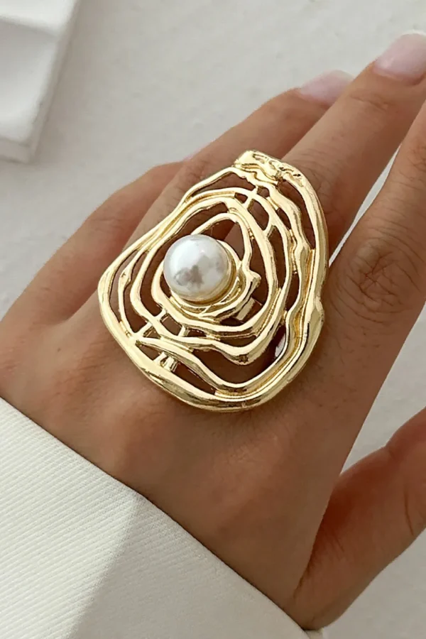 Metal Pearl Exaggerated Ring>MICAS Online