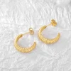 Metallic Twisted Braided C-Shaped Earrings>MICAS Fashion
