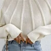 Mock Neck Textured Batwing Sleeve Sweater>MICAS Clearance