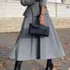 Notched Lapel Blazer And Midi Skirt Set>MICAS Best