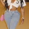 Number 5 Embroidered Knot Hem T-shirt>MICAS Hot