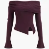 Off Shoulder Drawstring Sweater Long-Sleeve Top>MICAS Hot