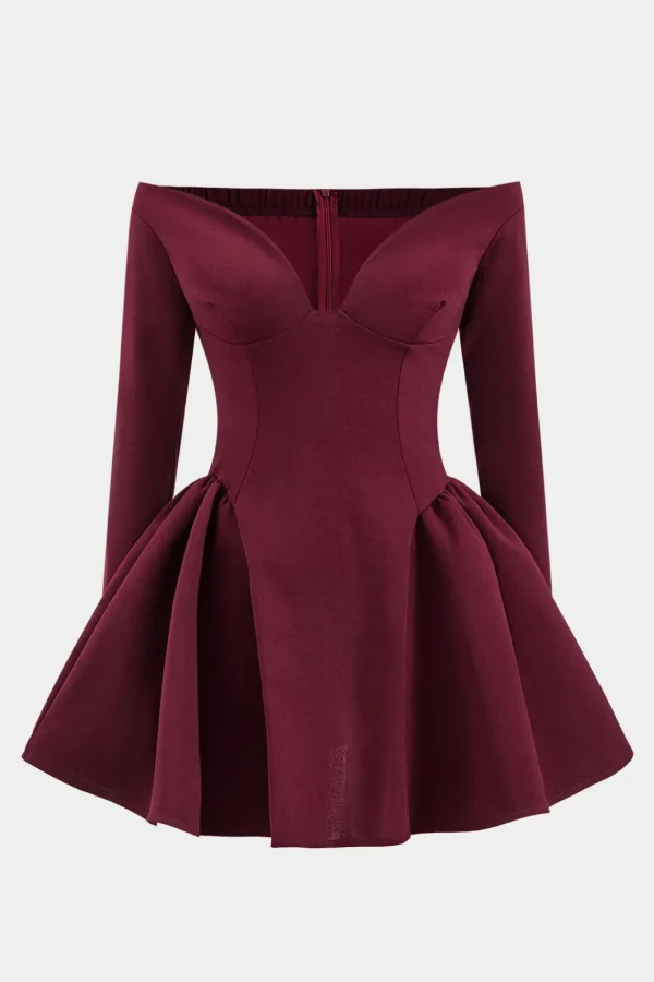 Off Shoulder Long Sleeve Mini Dress>MICAS Hot