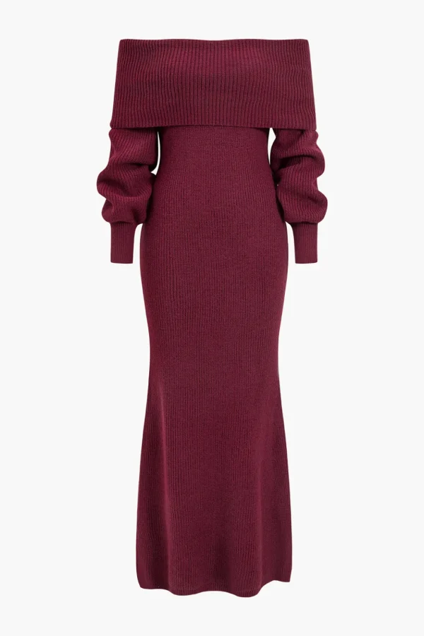 Off Shoulder Long Sleeve Sweater Dress>MICAS Sale