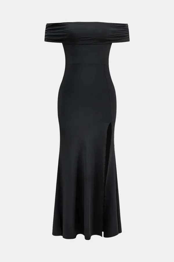 Off Shoulder Slit Sleeveless Maxi Dress>MICAS Outlet