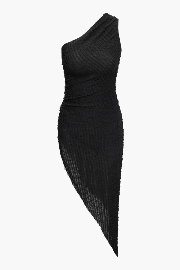 One Shoulder Asymmetric Midi Dress>MICAS Fashion