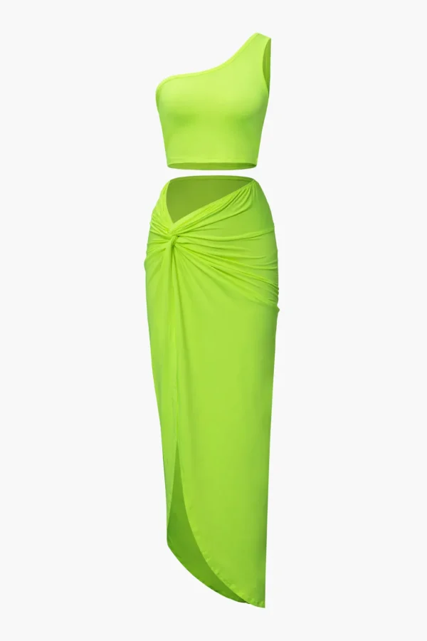 One Shoulder Tank Top And Twist Detail Skirt Set>MICAS Discount