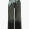 Patchwork Color Block Wide Leg Jeans>MICAS Hot