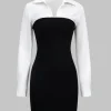 Patchwork Long Sleeve Mini Dress>MICAS Outlet