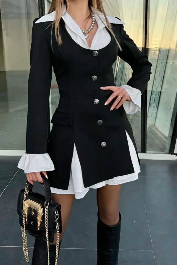Patchwork Long Sleeve Mini Dress>MICAS Sale