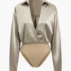 Patchwork Long Sleeve Satin Bodysuit>MICAS Best