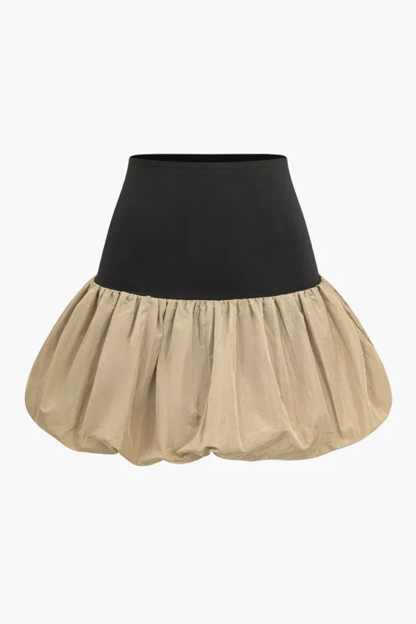 Patchwork Puff Mini Skirt>MICAS Fashion
