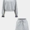 Plaid Print Patchwork Top And Drawstring Skirt Set>MICAS Outlet