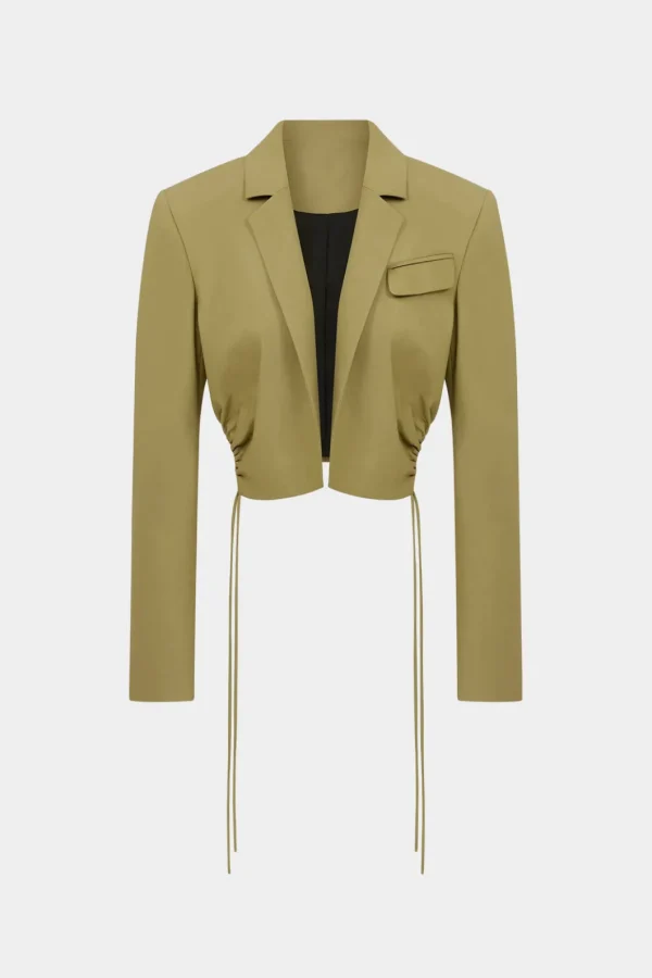 Pocket Notched Lapel Drawstring Blazer>MICAS New