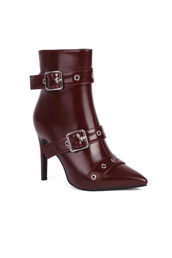 Pointed Metallic Faux Leather Ankle Boots>MICAS Clearance