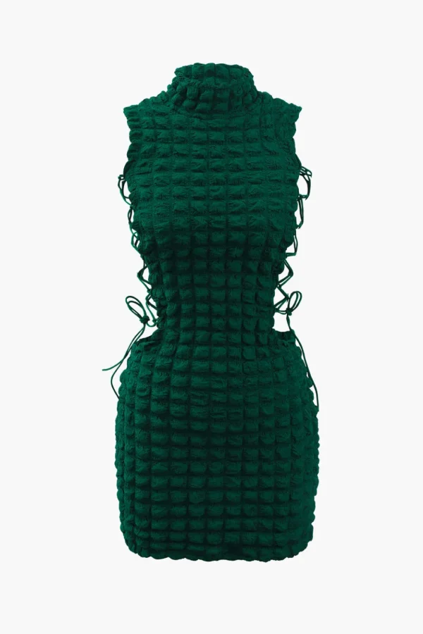 Popcorn Textured Tie Side Mini Dress>MICAS Discount