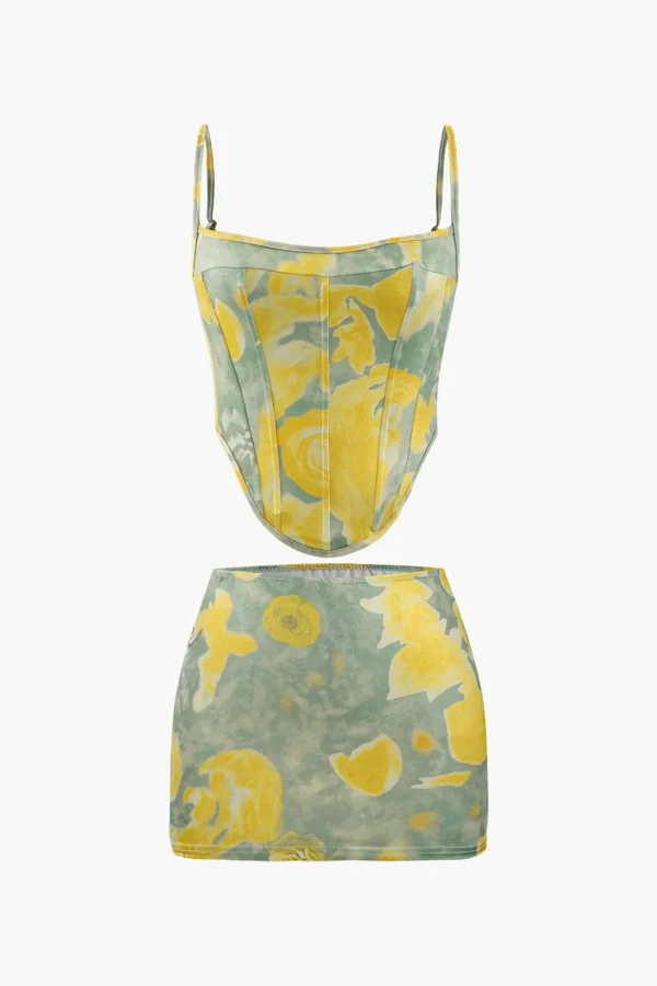 Printed Corset Cami Top And Mini Skirt Set>MICAS Discount