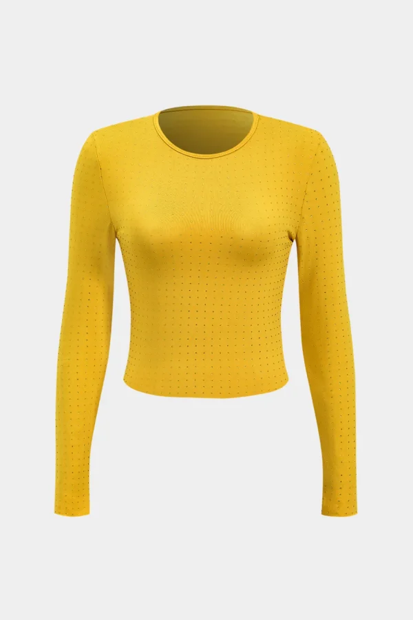 Rhinestone Accent Long-Sleeve Top>MICAS Hot