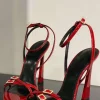 Rhinestone Embellished Artificial Patent Leather Cross Strap Open Toe High Heels>MICAS Outlet