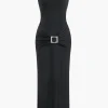 Rhinestone Slip Maxi Dress>MICAS New