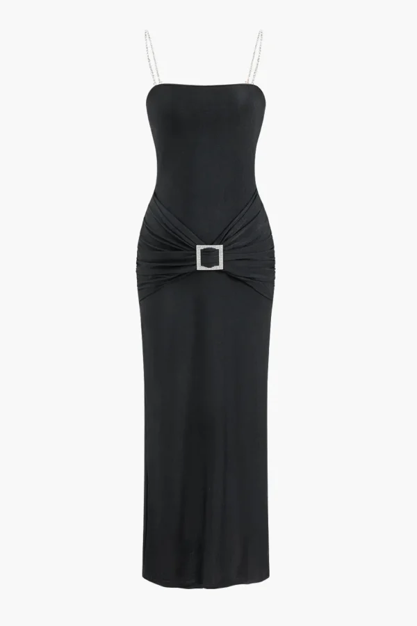 Rhinestone Slip Maxi Dress>MICAS New