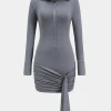 Ruched Button Long Sleeve Mini Dress>MICAS Best