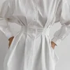 Ruched Button Long-Sleeve Shirt>MICAS Clearance