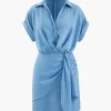 Ruched Detail Mini Shirt Dress>MICAS Fashion