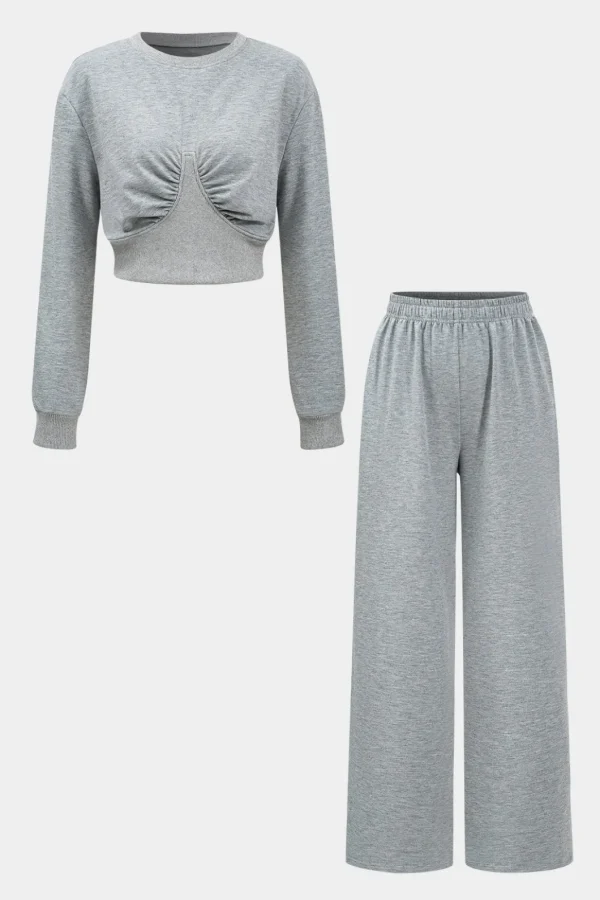 Ruched Detail Top And Trousers Set>MICAS New