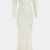 Ruched Off Shoulder Long Sleeve Maxi Dress>MICAS Best