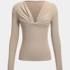 Ruched V-Neck Long-Sleeve Top>MICAS Discount